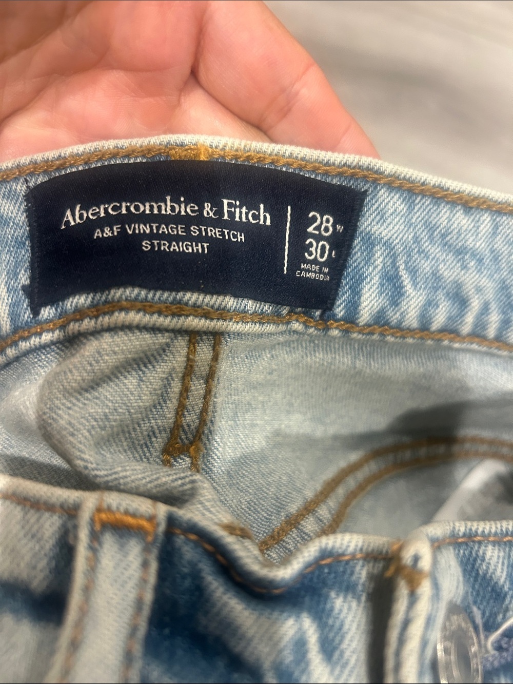 Abercrombie & Fitch Vintage Stretch Straight Men's Light Blue Jeans Sz 28W 30L - Picture 8 of 11